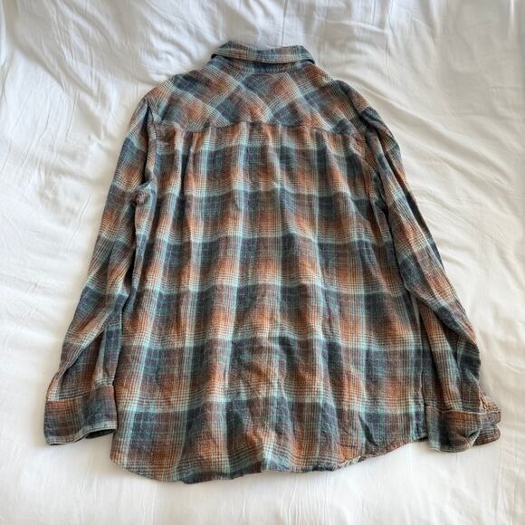 Woolrich Men’s Plaid Flannel Shirt Large Long Sleeve Button Up Denim Trim - Picture 4 of 5